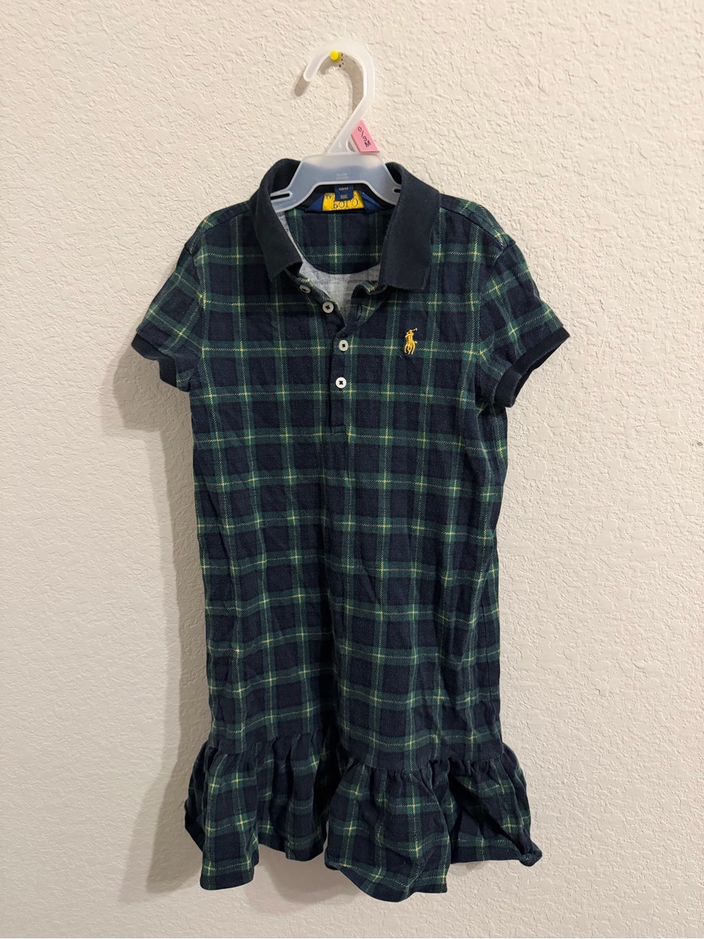 Polo by Ralph Lauren Navy & Green Plaid Ruffle Polo Dress